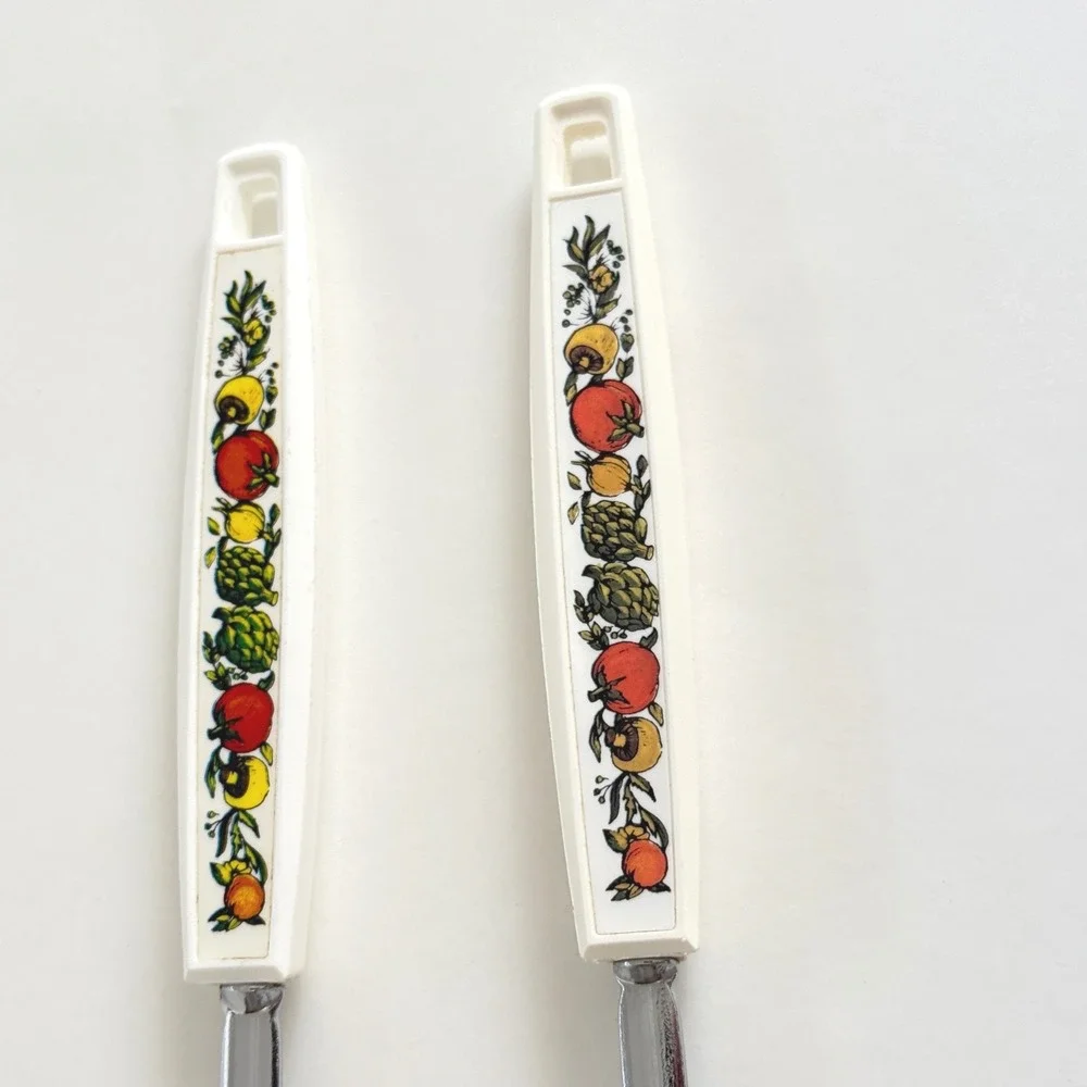 Ekco USA‎ Vintage Spatula Spoon Set Spice of Life Vegetable Handle 2pc